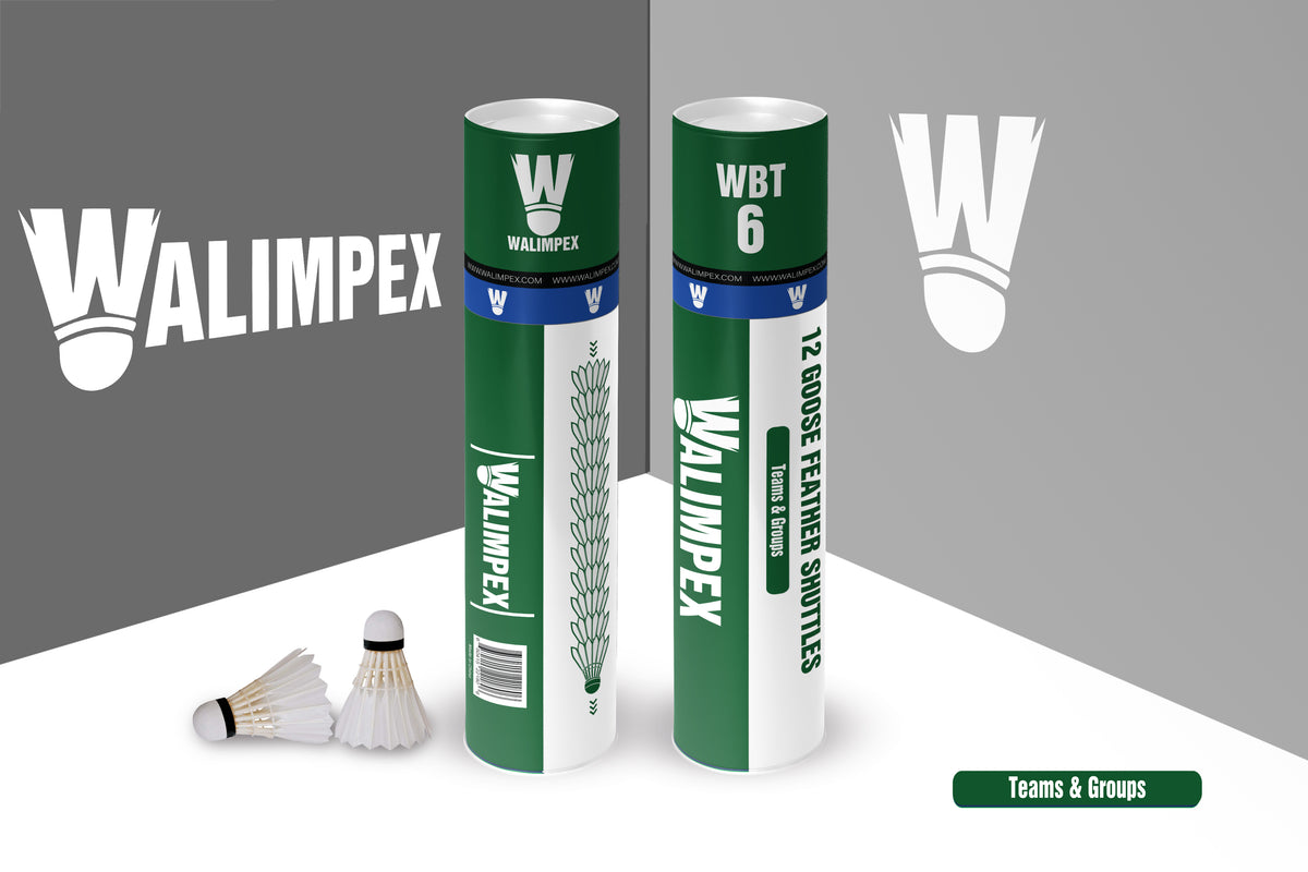 Walimpex WBT- 6:  12 Goose Feather Badminton Shuttlecocks